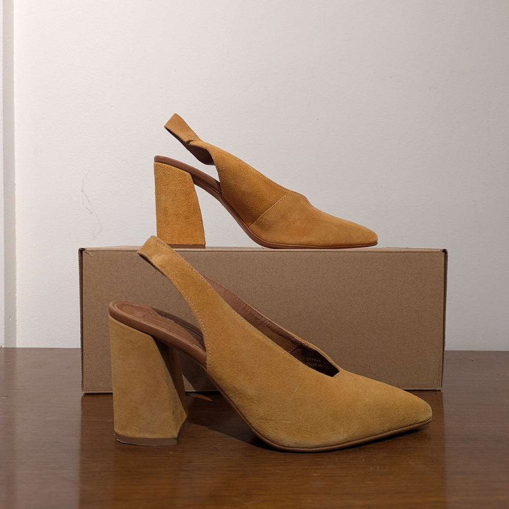 Topshop Tan Block Heel Slingbacks